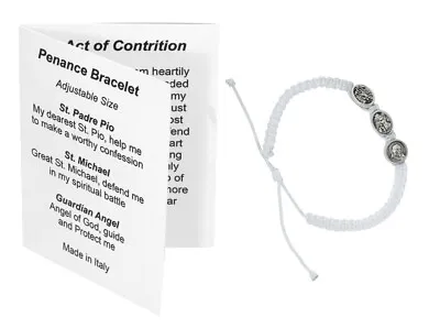 Guardian Angel And Saint Michael Medals Kids Size White Corded Penance Bracelet • $19.99