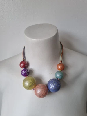 £3 • Buy Pretty Multicoloured Chunky Beaded Rope Necklace Costume Jewellery