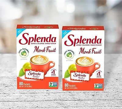 2 Splenda Monk Fruit Zero Calorie Plant Based Sweetener Substitute~Keto~80 Each • $17.08