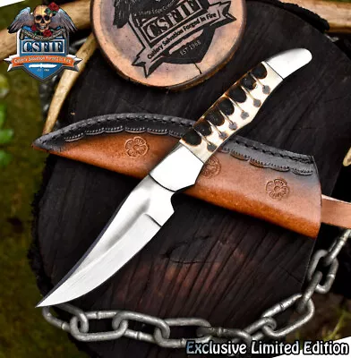 CSFIF Custom Skinner Knife D2 Tool Steel Bone Steel Bolster Hunting • $7.05