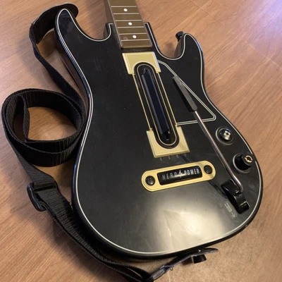 $35 • Buy Activision Guitar Hero Power Wireless Guitar Xbox 360 PS3 Black Gold No Dongle