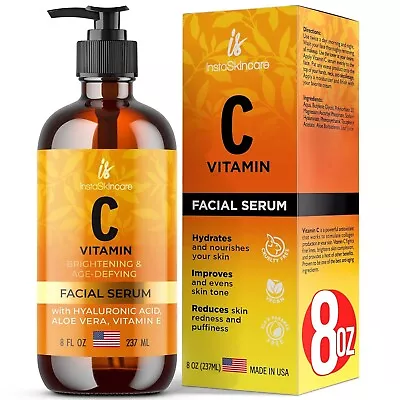 InstaSkincare Vitamin C Serum For Face And Eyes 8 OZ Brightening Dark Spots • $34.99