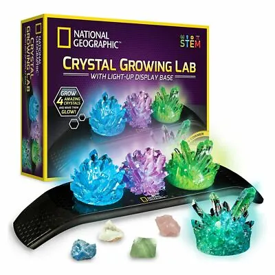 New National Geographic Crystal Growing Lab W/ Light-Up Display Base - STEM Toy • £33.50