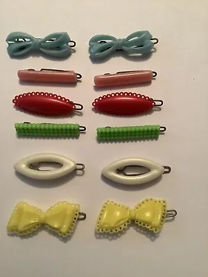 Lot Of 6 Pairs Of Vintage Goody Kiddie Barrettes Wire Clasps 1960s Free Ship • $21