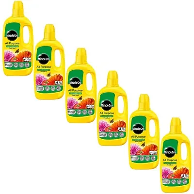 6 X Miracle-Gro Grow All Purpose Liquid Plant Food Feed Concentrated Fertiliser • £27.99