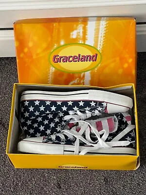 New In Box Graceland American Stars & Stripes Hi Tops Size 8 / 42 • £27.50