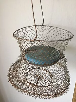 Vintage Sportfisher Fishing Collapsible Metal Basket Mesh Bait Cage • $12.99