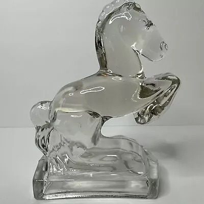 L.E.Smith Art Deco Rearing Horse Clear Glass Book End Vintage Single 1940’s • $12.60