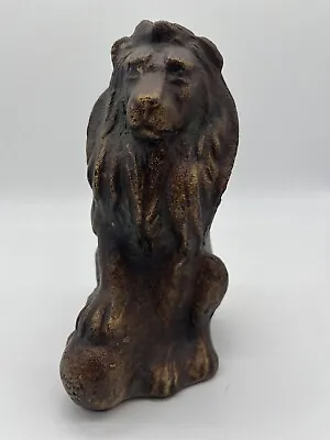 Vintage Heavy Brass Lion Figurine Statue Book End Or Door Stopper • $18