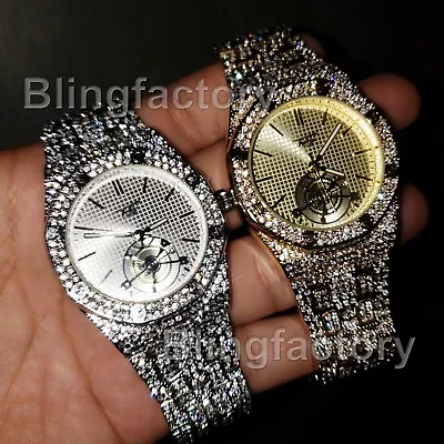 Luxury Men's Iced Rapper's Lab Diamond Metal Band Dress Clubbing Wrist Watch • $31