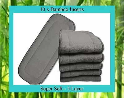 10 X Bamboo 5 Layer Charcoal Inserts / Boosters For Cloth Nappies 35cm X 13.5cm • $35.95