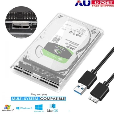 $9.49 • Buy Transparent Hard Drive Enclosure USB 3.0 To SATA 2.5  External HDD SSD Case Disk