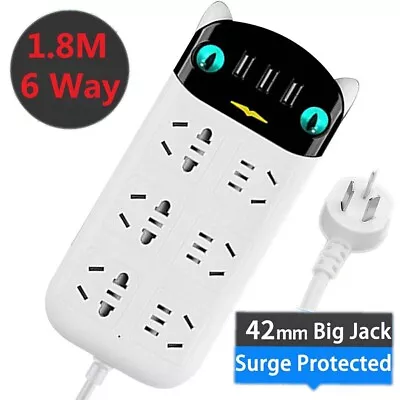 6 Socket Outlets Power Strip Power Board USB Charging Powerboard AU 1.8M Cable • $21.98