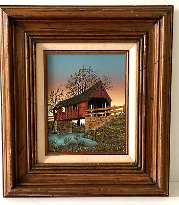 H. Hargrove Oil Painting Canvas  Genuine Covered Bridge  19  X 17  • $249.99