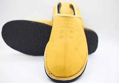 Moroccan Slippers Berber Men Leather Babouche Shoes Sheepskin Handmade Tradition • $47