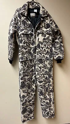 VTG CABELAS Camouflage COVERALLS Frogskin Mens M Tall 38-40 Hunting 1pc Suit • $119.99