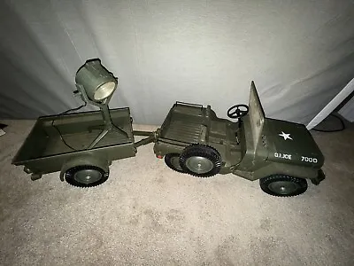 GI Joe Vintage Hasbro 1960’s Combat Jeep 7000 Army  Trailer & Light Rocket Gun • $187.54