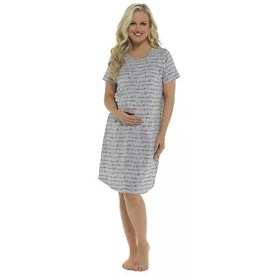 Ladies Maternity  Made With Love  Soft Cotton Short Sleeve Nightshirt Nightdress • £16.99