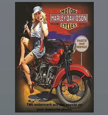Vintage Harley Davidson Motorcycle PHOTO Poster Art Advertisement Sexy Girl • $5.68