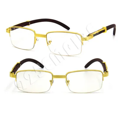 Men Half-Rim Gold Metal Frames Vintage Retro Eye Glasses Hip Hop Clear Lens#379 • $10.99