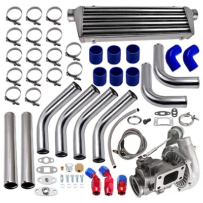 T3 T04E Universal Turbo Charger 0.63 A/R Oil Line+Intercooler +Piping Kits • $369.57