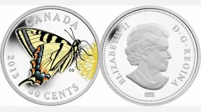2013 Canada Silver Plated Colorized Butterfly 50 Cents Proof • $37