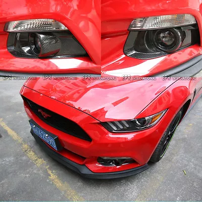 For Ford 2015-2017 Mustang Carbon Fiber 2Pcs Front Fog Light Lamp Trim Cover • $270.14