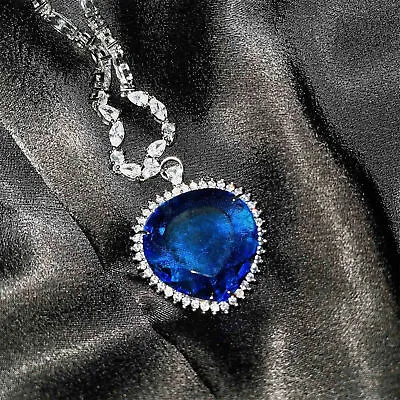 £12.13 • Buy Blue   Titanic Heart Of The Ocean Romantic Crystal Pendant Necklace