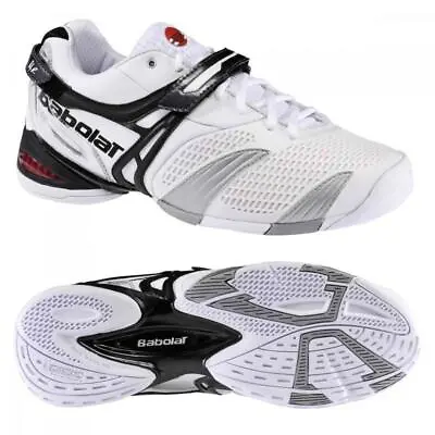 $160 Babolat Propulse Mens 6 = Womens 7.5 Tennis Shoes White Blk Roddick Bpm-2nd • $49.99