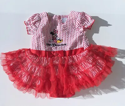 Disney Parks WDW Red Striped Minnie Mouse Tulle Skirt Dress Baby Size 0-3 Months • $14.95