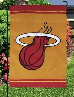 Embroidered Miami Heat 2 Sided Garden Flag And Yard Banner 12.5”x18” ￼NEW!! • $8.88