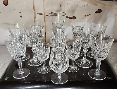 $295 • Buy Lot 16 Waterford Crystal Glasses Goblets Wine Water Cordial Lismore Colleen Set