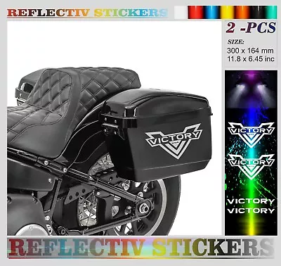 Reflective Victory Motorcycles USA 'V' Stickers / Decals For Saddlebags Cases • $27