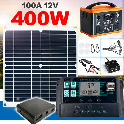 500W Portable Power Station Generator 655Wh Home Backup W/ 400W Solar Panel Kit • $52.98