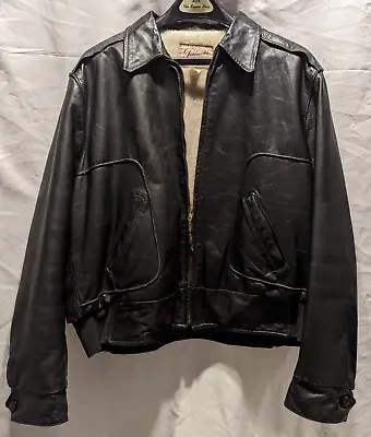 Vintage 1960s Sears Roebuck Fieldmaster Motorcycle Jacket Genuine Steer Hide 46 • $249.98