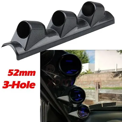 Universal 2'' Carbon Fiber Pillar 3-Hole 52mm Gauge Meter Mount Holder Pod • $18.59