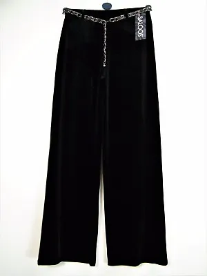 Saloos  Stretchy 90% Poly 10% Elast Black Velvet Trousers With Belt Sizes 12-22 • £24.99