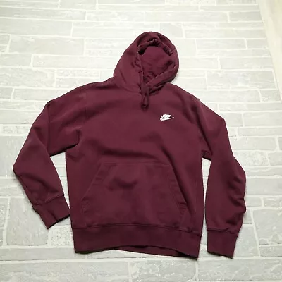 Nike Hoodie Adult S Maroon Fleece Hooded Sweatshirt Embroidered Swoosh • $24.77