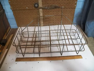 Vintage Rustic 8 Bottle Metal Wire Milk Bottle Carrier / Caddy • $40.99