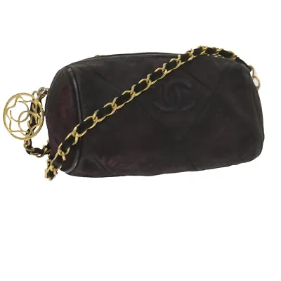 CHANEL Chain Shoulder Bag Suede Purple CC Auth Bs10550 • £456.72