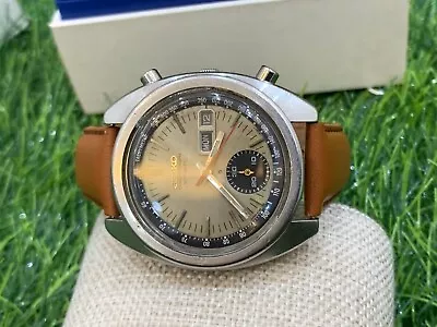 C1974 Vintage Seiko Chronograph Bruce Lee 6139-6012 Watch Champagne W/box 40mm • $879.20