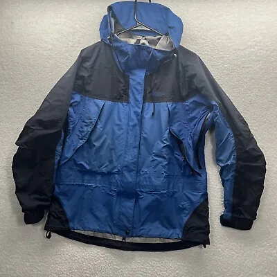 Mountain Equipment Coop Jacket Mens Large Blue Hooded Gore Tex Canada Thrashed • $28.88