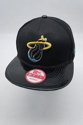 New Era 9Fifty Miami Heat Snapback Hat Baseball Cap Black Hardwood Classics NBA • $18.95