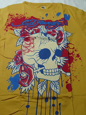 Ed Hardy  Skull And Roses  Men's T-Shirt Orange Size L  New W/tags • $40