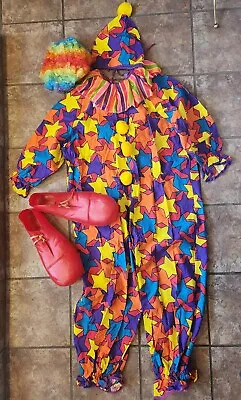 Vintage Rubies Professional Clown Costume Adult Star Red Plastic Shoes Hat Wig  • $138