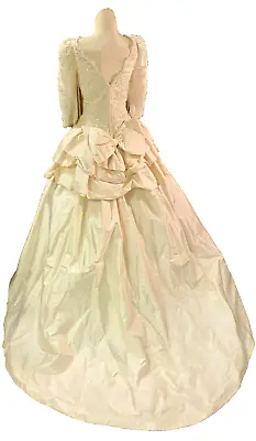 Vintage 80's-90's Mori Lee  Brushed Satin Wedding Dress Ballgown Blush Med-Lg • $147.50