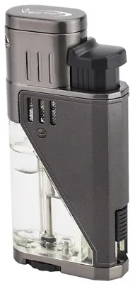 Gray Matte Vector Twister Dual Flame Jet Torch Cigar Butane Lighter - 9311 • $34.95