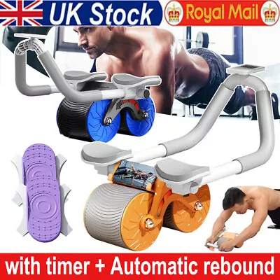 Abdominal Wheel Automatic Rebound Elbow Support Anti-Slip Fitness AB Roller Trai • £11.88