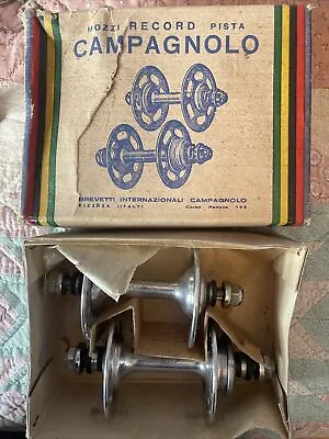 New-in-Box Vintage CAMPAGNOLO RECORD Pista Track High Flange Hubset • 28º.  (NJ) • $400