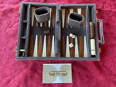 Vintage Travel Backgammon Set In Brown Corduroy Case By Cardinal • $15